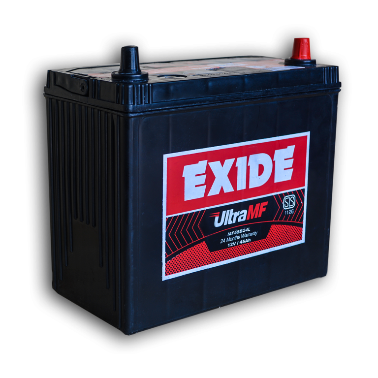 EXIDE BATTERY 12V 45Ah. ULTRA-MF-55B24. This Car Battery is Suitable Suzuki, Honda, Toyota and Nissan vehicles. From autopartsstore.lk
