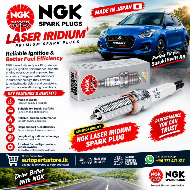 Suzuki Swift RS genuine NGK Laser Iridium Spark Plugs – Made in Japan.